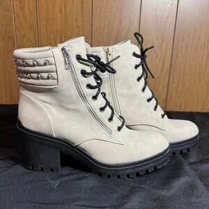Cream and black studded ankle‎ boots Size 10 Womens